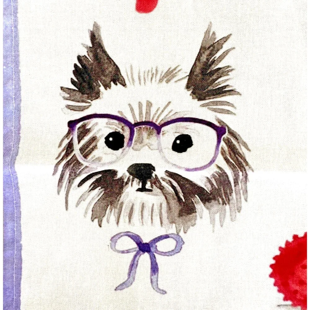 Sara LaTable Dog Dish Towel 18x28 Cotton Cute Funny Dogs Glasses Kitchen Decor‎